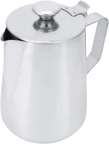 Vista 5 de Jarra de arte latte de 33.8 fl oz, jarra de espuma de leche de acero inoxidable, taza de café, jarra de espuma de leche para máquinas de espresso