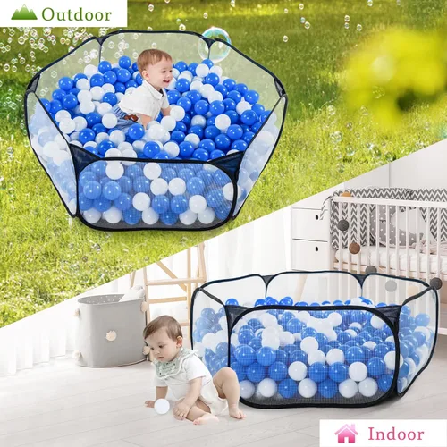Vista 6 de STARBOLO Tienda de campaña para niños con pelotas, plegable para niños pequeños, piscina de pelotas, valla de gateo para interiores y exteriores