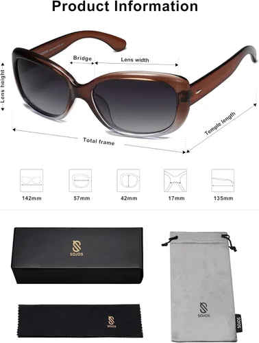 Vista 5 de SOJOS Vintage Square Sunglasses for Women Polarized UV Protection Havana Frame SJ2111