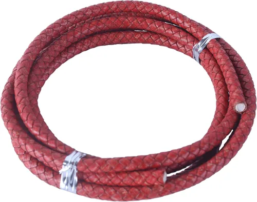 Vista 76 de 2 yardas 8.0mm Cordón redondo de cuero trenzado auténtico marrón antiguo para corbata de bolo