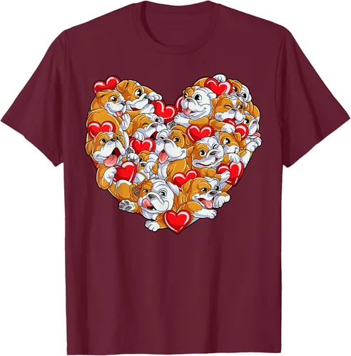 Vista 11 de Camiseta inglesa para el día de San Valentín con diseño de corazón y perro amante de los niños Negro