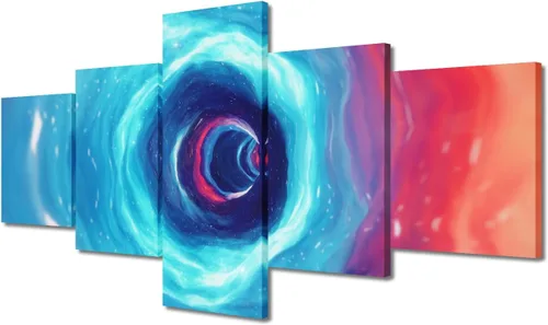 Vista 33 de Pintura en lienzo colorida para sala de estar, 5 paneles, impresiones abstractas sobre lienzo, arte de pared para sala de estar, dormitorio