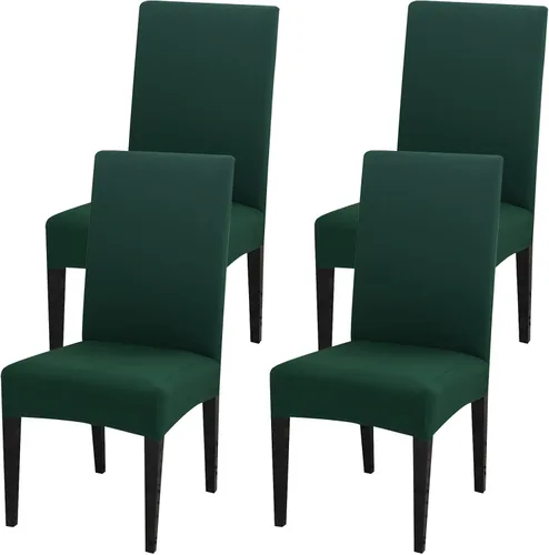 Vista 31 de Juego de 4 fundas para sillas de comedor, fundas elásticas de elastano para sillas de comedor, extraíbles y lavables, protectores desmontables