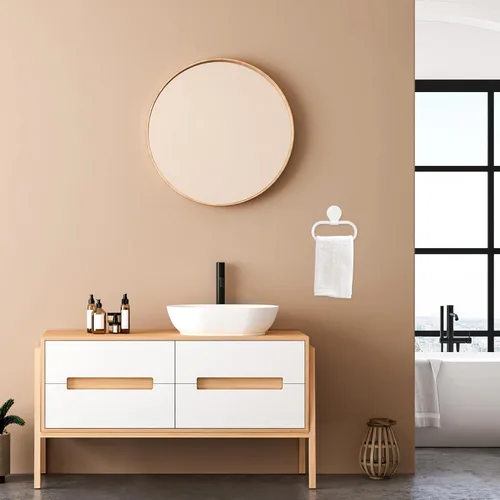 Vista 8 de Toallero adhesivo, soporte de toalla de mano blanco para montaje en pared, anillo ovalado de plástico para baño