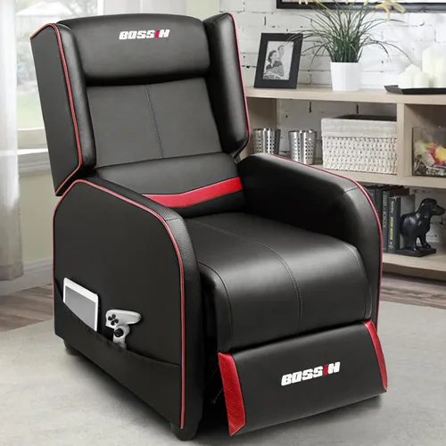 Vista 9 de BOSSIN Silla Reclinable Gaming para Adultos 400lbs Estilo Racing Sofá Grande y Alto Asiento Reclinable de Cuero PU, Lounge Ergonómico Moderno Cómodo