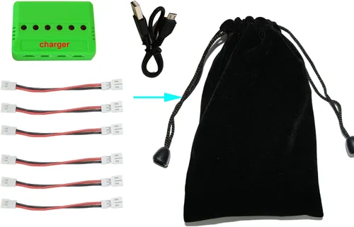 Vista 5 de 6 en 1 Max 2.5A Entrada de corriente 3.7V Lipo Cargador rápido de batería para Drone con cables de puerto JST/SM/2.0