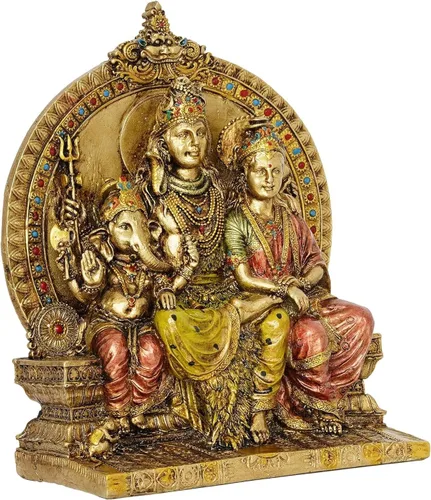 Vista 5 de zig zag Lord Shiva & Family Shiv Parivar - Estatua religiosa ídolo para Pooja Room Mandir, templo, tamaño de regalo de 8 pulgadas