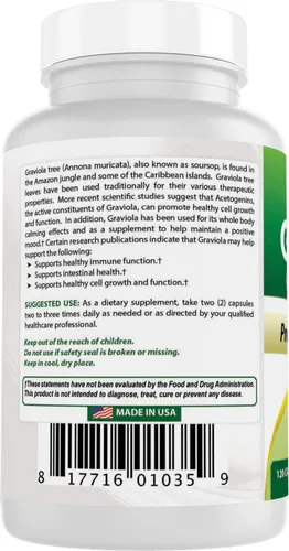 Vista 7 de Best Naturals Graviola Cápsulas Annona Muricata, 600 mg, 120