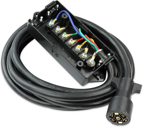 Vista 7 de Cable de remolque en línea de 7 vías resistente con caja de conexiones de 7 bandas, 4 pies, resistente a la intemperie (4 pies)