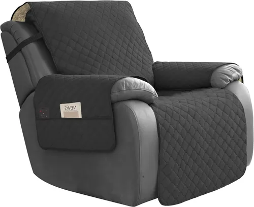 Vista 25 de Easy-Going Funda impermeable para sofá biplaza reclinable con bolsillo, funda de sofá reversible de 1 pieza para sillón reclinable de 2 asientos