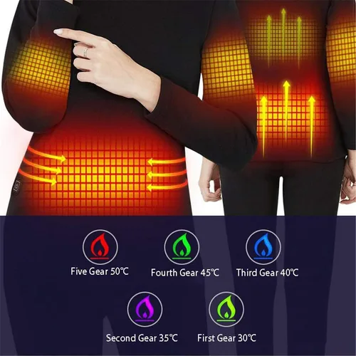 Vista 6 de MLKJXD Men's Thermal Underwear Suit USB Electric Heating Long-sleeved Eight-zone App to Intelligently Adjust The Temperature