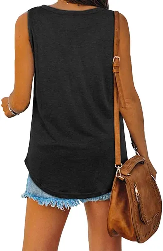 Vista 3 de MAGICMK Camiseta sin mangas para mujer, de verano, casual, holgada, cuello en V, básica, para entrenamiento