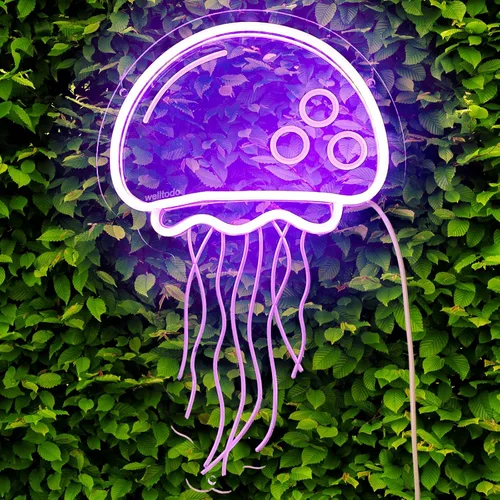 Vista 11 de Letrero de neón de tiburón con sensor de movimiento, letrero de neón LED azul hielo con 3 modos regulables, tablero acrílico decoración de tiburón