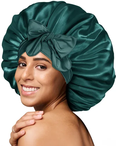 Vista 35 de BONNET QUEEN - Gorro de seda para dormir de BONNET QUEEN, gorro de satén para dormir con banda de amarre ajustable, para cabello rizado, de una sola