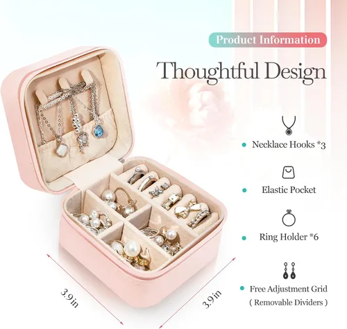 Vista 4 de Caja de Joyería Caramel Sweet Life Organizador de Joyas Personalizado Regalos para Mamá Pequeño Estuche de Joyería de Viaje con Diseño de Roseta