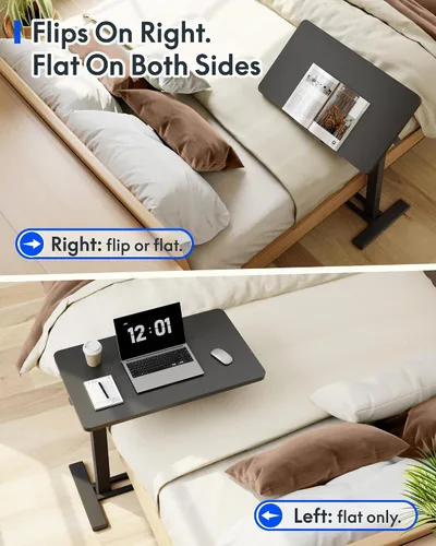 Vista 7 de FLEXISPOT H7 PRO Mesa de pie móvil ajustable para cama con ruedas neumáticas, mesa para laptop portátil, inclinable 90°, carro para computadora