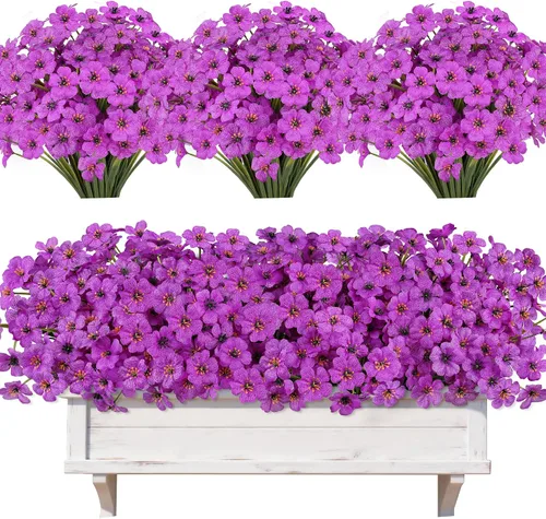 Vista 18 de AmyHomie 20 paquetes de flores artificiales para exteriores, resistentes a los rayos ultravioleta, no se decoloran, plantas de plástico, decoración