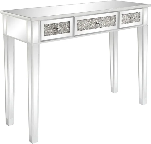 Vista 7 de Mesa consola de sofá con espejo con cajones, escritorio de maquillaje, mesa de tocador, mesa auxiliar moderna para sofá para entrada/pasillo, mesa