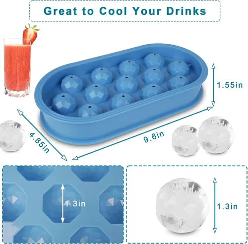 Vista 2 de Moldes y bandejas para cubitos de hielo, 13 bandejas de cubitos de hielo de malla con tapas para pequeños moldes de cubitos de hielo para una fácil