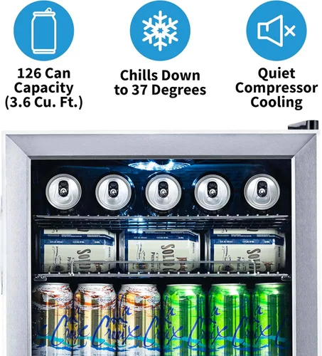Vista 5 de NewAir - Nevera y refrigerador para bebidas, acero inoxidable