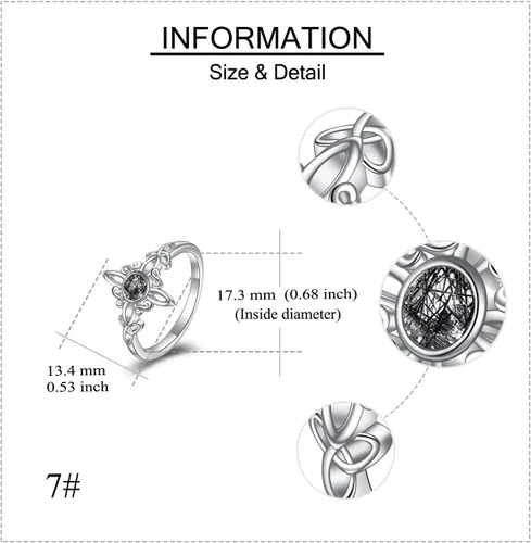 Vista 6 de YAFEINI Anillo de nudo de bruja de plata de ley 925, anillo de nudo de trinidad celta, joyería de nudo de bruja para mujer