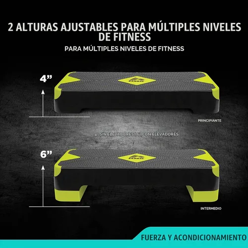 Vista 4 de RBX Plataforma de escalón aeróbico con superficie texturizada antideslizante, pasos ajustables de 2 niveles para ejercicio, compacta, ligera, fácil