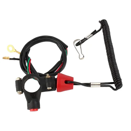 Vista 8 de 2 piezas de cable de amarre para moto de nieve, 12 V, 2 cables ATV interruptor de matanza para motor de motor interruptor de muerte para manillar