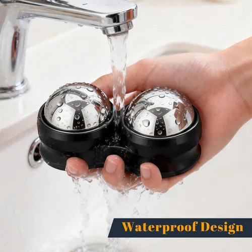 Vista 7 de ideayard Rodillo de masaje de acero inoxidable con doble bola – Terapia de hielo, alivio del dolor muscular, dolores musculares y alivio de tensión