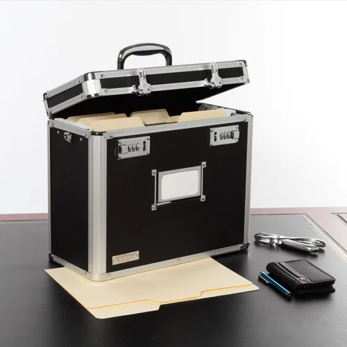 Vista 2 de Vaultz Caja Organizadora de Almacenamiento de Archivos - 14 x 7 x 12.19 Pulgadas Tamaño Carta, Contenedores de Almacenamiento Portátiles con Bloqueo