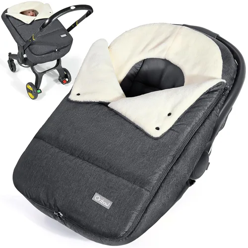 Vista 7 de Orzbow Winter Carseat Cover for Baby, Cozy Fleece, Universal Fit, Black Negro