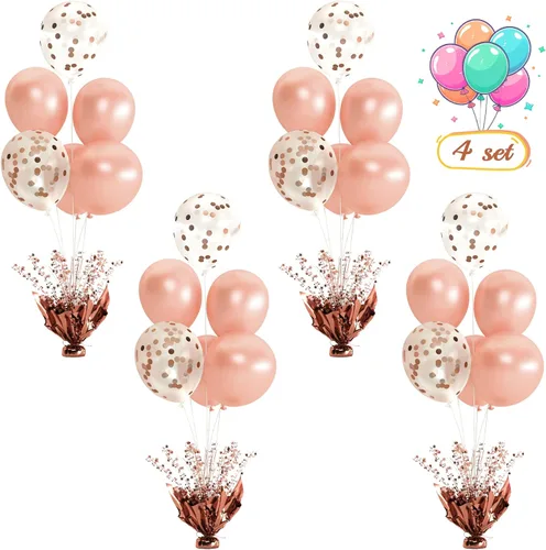 Vista 24 de 2 Juego de Globos de Mesa Negros con Spray de Aluminio para Centro de Mesa con Globos Negros y de Confeti, Kit de Soporte para Decoración de Mesa