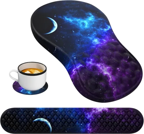Vista 14 de HAOCOO Alfombrilla de Mouse Ergonómica con Reposamuñecas, Juego de 3 Alfombrillas de Mouse para Computadora, Set de Alfombrillas de Mouse de Espuma