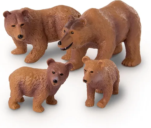 Vista 10 de Terra by Battat Conjunto familiar realista de oso pardo - 4 figuras de animales de plástico para niños, animales educativos de zoológico y juguetes