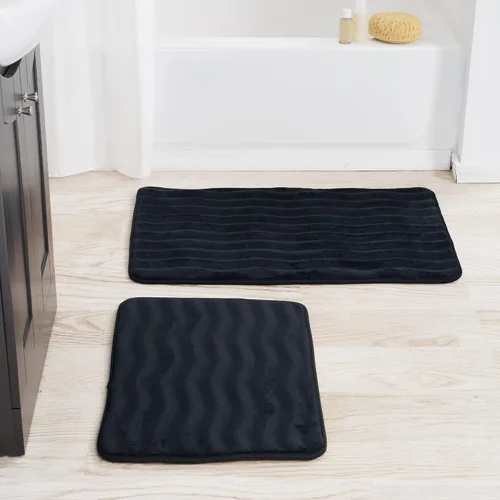 Vista 2 de Lavish Home - Juego de tapete de baño de espuma viscoelástica, 2 unidades Marfil