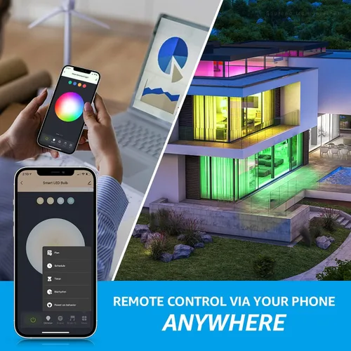 Vista 2 de TORCHSTAR Bombillas inteligentes A21, WiFi y Bluetooth, compatibles con Alexa, Echo y Google Home, bombilla LED inteligente RGBCW 2000K-5000K,