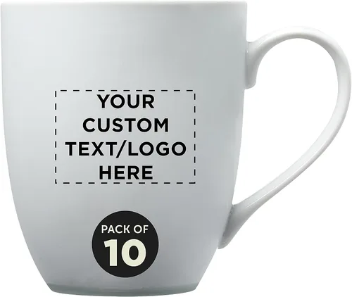 Vista 11 de DISCOUNT PROMOS Juego de 10 tazas de porcelana vitrificada Bistro, 11 oz. - Gres, café, té, blanco