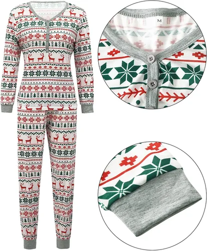 Vista 4 de VUNFUPO Pijamas de Navidad para la familia 2023, trajes familiares a juego de Navidad de manga larga pijamas familiares a juego