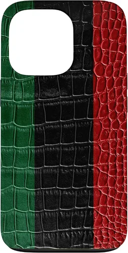 Vista 10 de iPhone 16 Pan African Flag Patriotic Crocodile Skin Print Pride Case