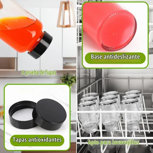 Vista 3 de 4oz Ginger Shots Bottles 16Pack- Portable Leakproof Glass Jars with Lids Botellas pequeñas de vidrio para zumo con tapas para inyección de bienestar