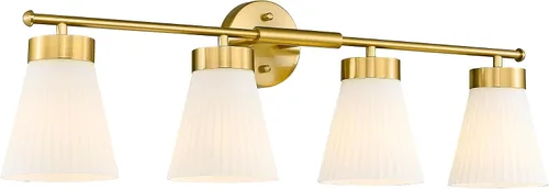 Vista 9 de HWH - Lámpara de pared para interiores, moderno aplique de pared con pantalla de vidrio a rayas blancas esmeriladas, aplique de pared individual