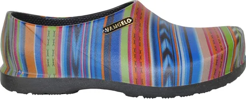Vista 5 de VANGELO Zuecos profesionales antideslizantes para mujer, zapatos de trabajo, zapatos de enfermera, zapatos de chef, negro, blanco, lima, multicolor