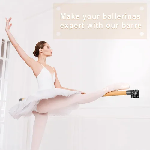 Vista 7 de Dolibest Ahorro de espacio, barra de ballet, montado en la pared, sistema de barra de ballet de madera tradicional, estiramiento/danza