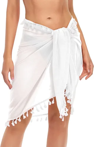 Vista 5 de Holipick Conjunto de bikini de 3 piezas para mujer, traje de baño halter y bikini sarong triángulo con salida de baño