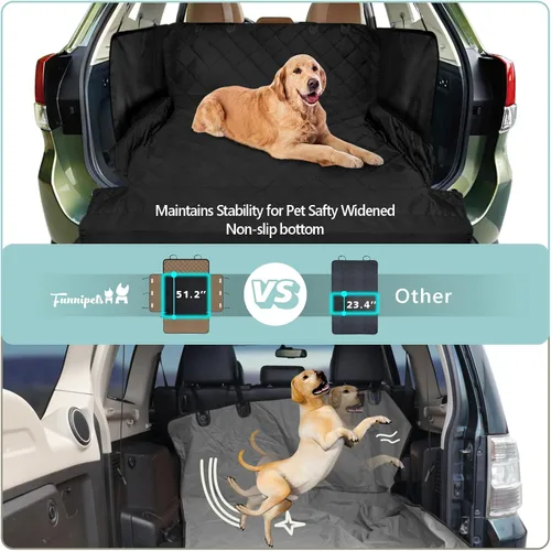 Vista 5 de Forro de carga SUV para perros con paredes laterales, cubierta de carga resistente para SUV Water Resistant, Bumper Flap, Non-Slip Trunk Mat, Rear