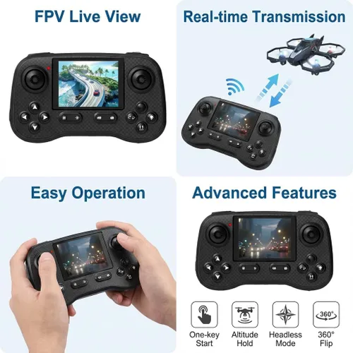 Vista 2 de Dron D79Pro FPV con controlador de pantalla, drones de cruce, retención de altitud, despegue y aterrizaje con una tecla, evitación activa
