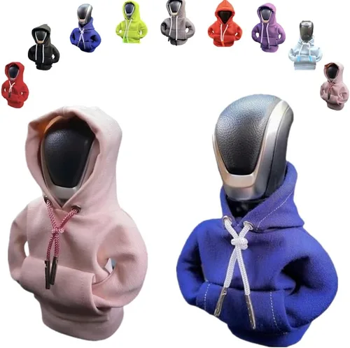 Vista 33 de Funda para palanca de cambios de automóvil, suéter divertido con pomo de palanca de cambios, sudadera con capucha para decoración y protección