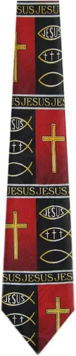 Vista 13 de BUYYOURTIES Corbatas novedosas con temática cristiana de Jesús para hombre