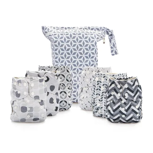 Vista 10 de Simple Being Pañales de tela reutilizables, doble refuerzo, talla única, lavables, suaves, absorbentes, impermeables, ecológicas, unisex, para bebé