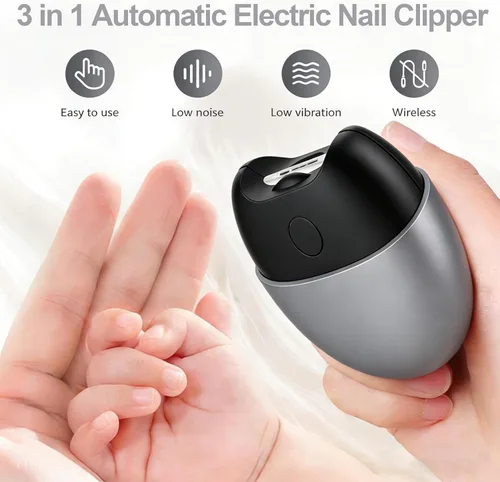Vista 2 de Cortadora de uñas automática 2026 con almacenamiento de luz y restos de uñas, cortaúñas eléctrico automático 3 en 1, lima de uñas eléctrica