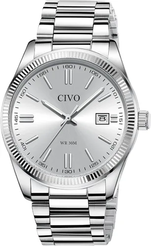 Vista 13 de CIVO Analog Mens Watches Silver: Wrist Watches with Date Easy to Read - Dress Stainless Steel Watch for Men Gifts for Husband Father at Birthday